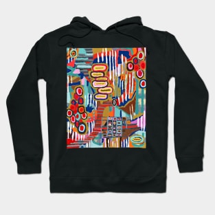 FESTIVE JOYFUL COLORFUL VIBRANT GEOMETRIC PAINTING - Original Artwork Hoodie